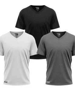 Alternative view of [3PACK] TRI-Blend  V-Neck Shirts [BLK/WHT/GRY]