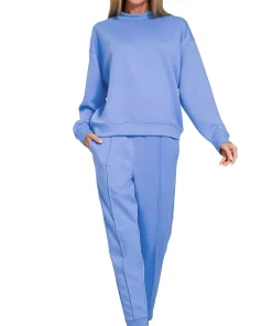 Alternative view of Zenana Scuba Mock Neck Sweatshirt and Joggers Set